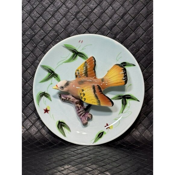 Vintage Wall Hanging plate Gold Finch Japan Hand Painted 5 Inch - Picture 1 of 9